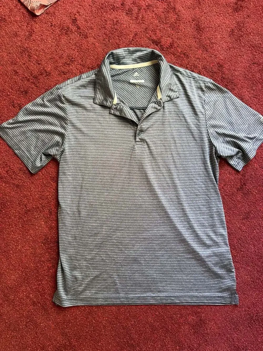 Adidas Men's Blue Gray Striped Short Sleeve Golf Polo Shirt Size Medium